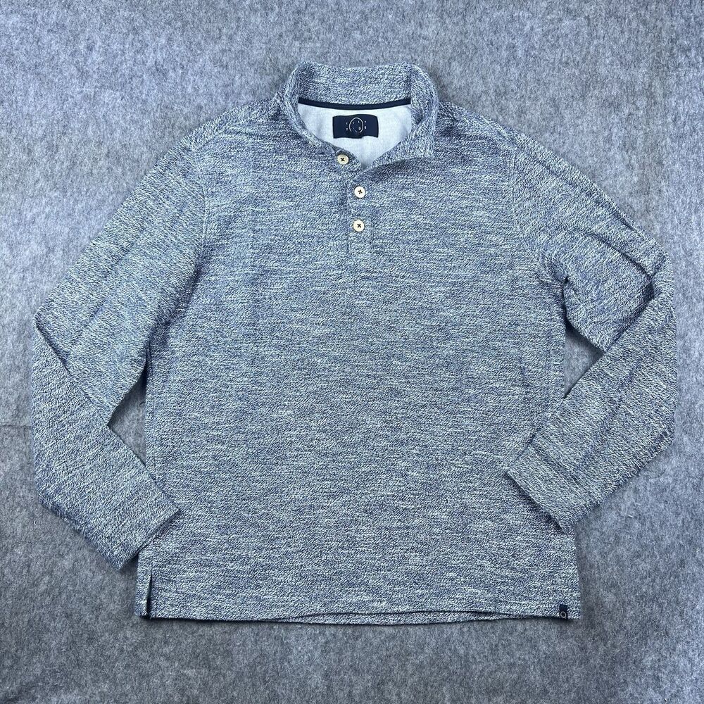 Even Tide Men's 1/4 Button Pullover Sweater Long Sleeve Heather Gray Size XL